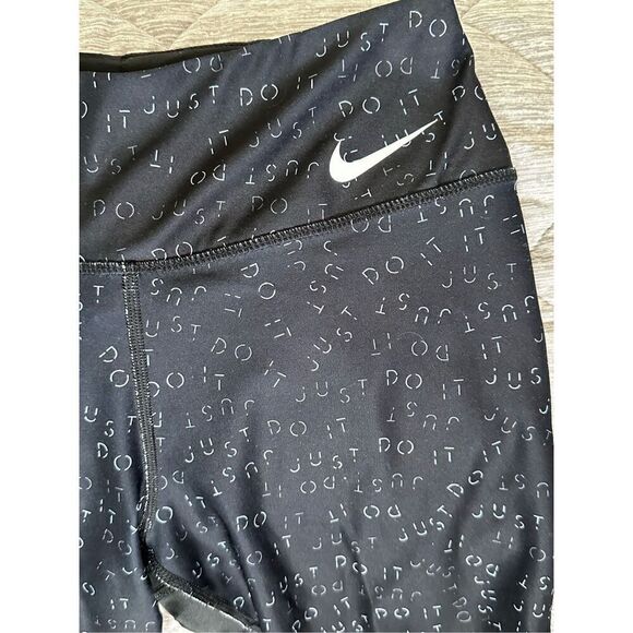 Nike Just Do It logo Dri‎ Fit ankle length leggings Womens S Black Activewear - Picture 3 of 6